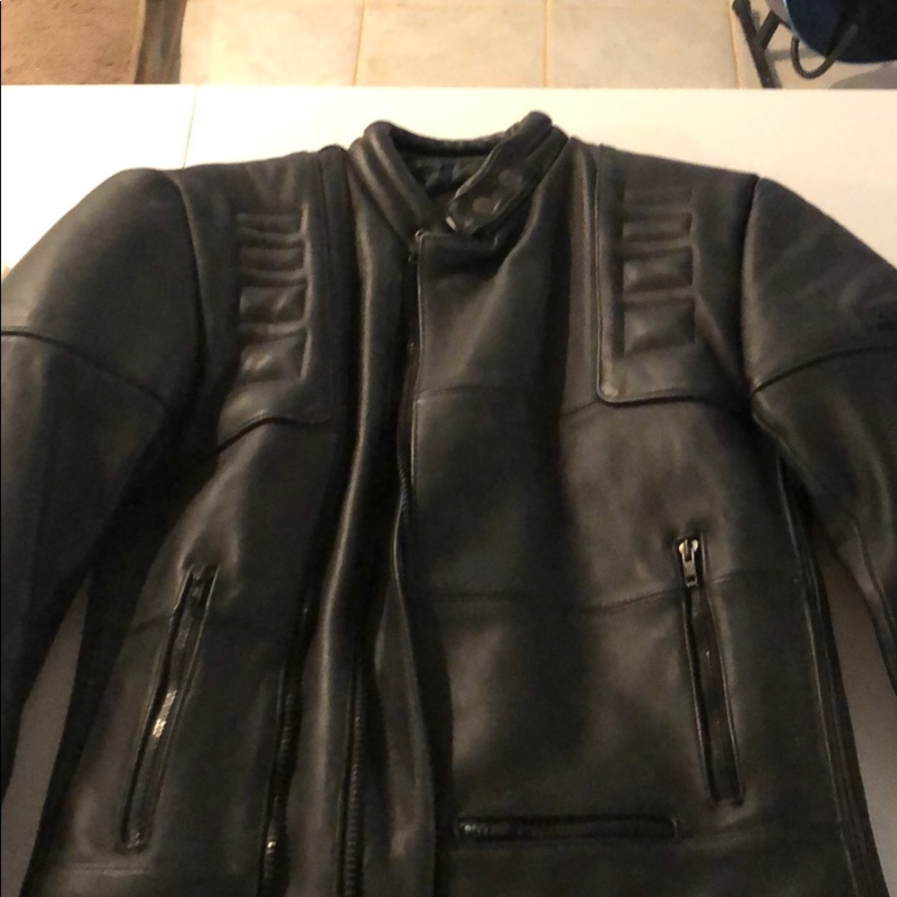 Black leather riding jacket